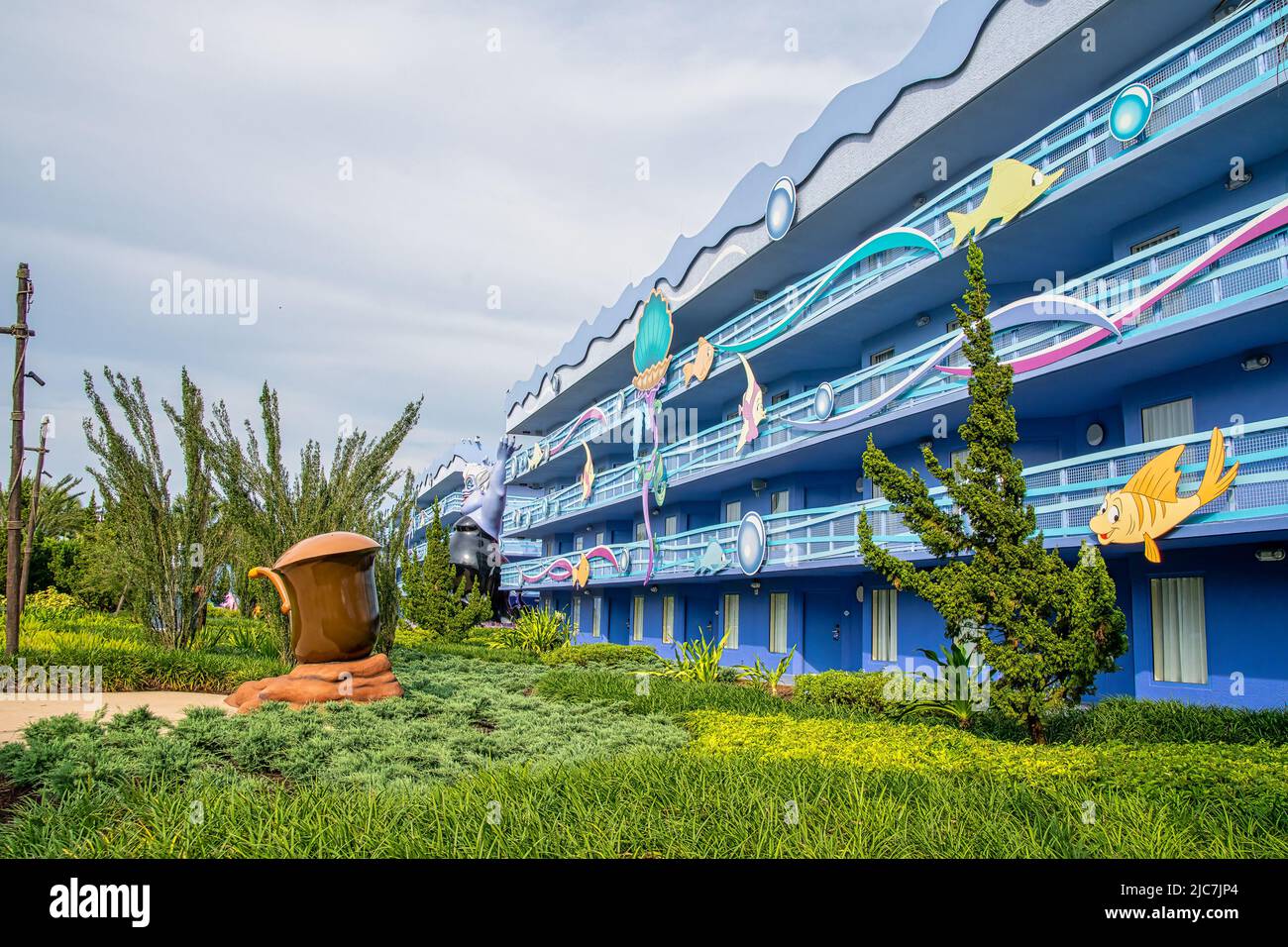 Views of the character theming at Disney`s Art of Animation Resort in Walt Disney World Stock Photo